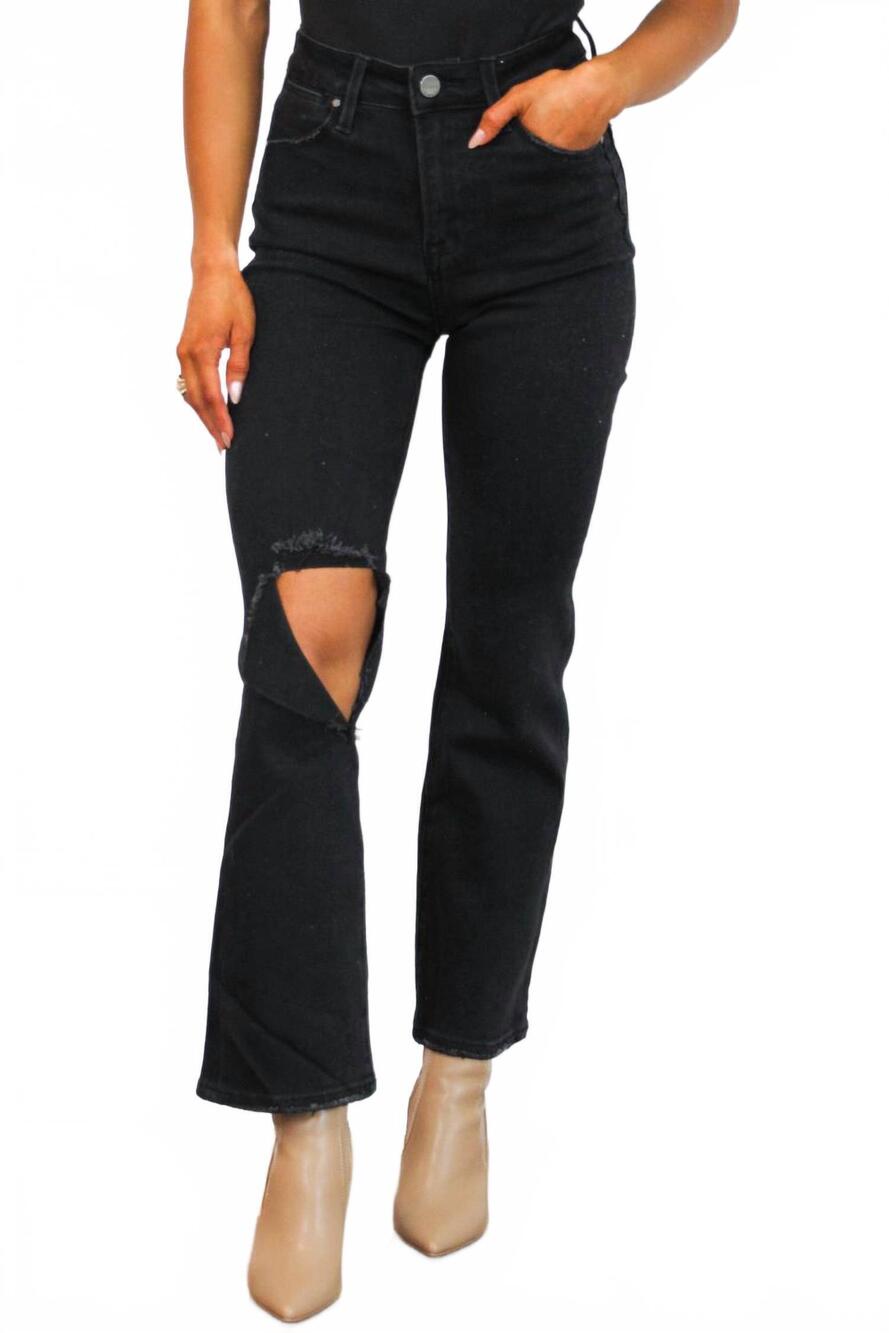 NEW RISEN distressed straight leg jeans in black